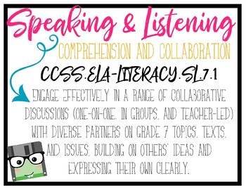 Preview of CCSS Speaking & Listening Standards - 7th Grade