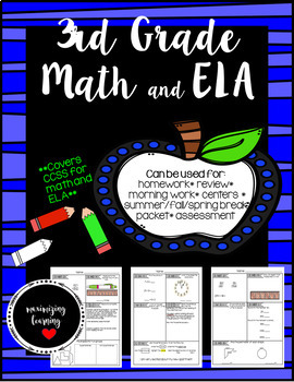 Preview of CCSS- Third Grade Math and ELA Review Work
