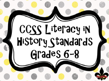 Preview of CCSS for Literacy in Histroy Standards Poster Set--FREEBIE!