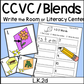 Preview of CCVC Initial Consonant Blends Write the Room or Literacy Center KITES