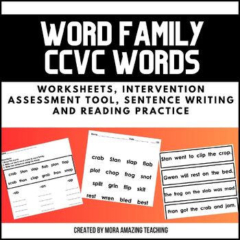 Preview of CCVC Word Family work, CCVC RTI assessment