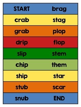 CCVC Phonics Word Ladder Dominoes Beginning Blends 