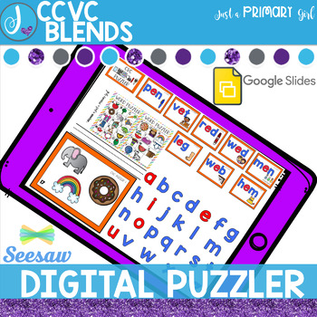 Preview of Digital Spelling & Word Work initial Blend CCVC Seesaw & Google Slides