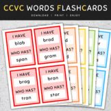 CCVC Words Flash Cards: I Have Who Has, Short Vowels(A E I O U), CCVC Words List