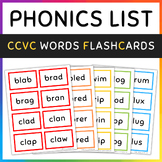 CCVC Words Flash Cards: Short Vowels (A E I O U), CCVC Words List