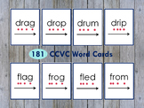 CCVC Words Flash Cards Printable, Blending CCVC, Fluency F