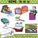 CCVC short vowel ib, id, ig clip art