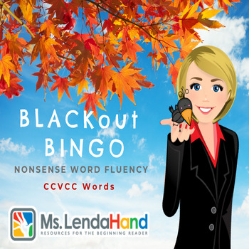 Preview of CCVCC Nonsense Word Fluency BLACKout BINGO (Scarecrow Theme)