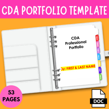 CDA Portfolio Template (EDITABLE) by Princess Educator TPT