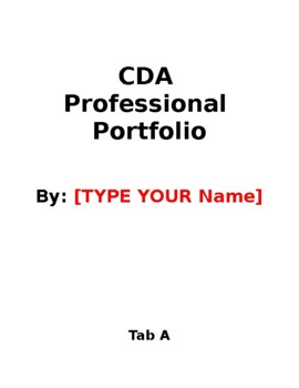 Cda Portfolio Binder Teaching Resources TPT