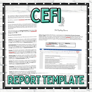 Preview of CEFI Report Template School Psychology Special Education Assessment Evaluation