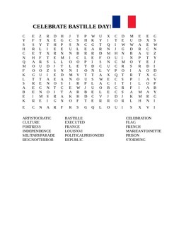 Preview of CELEBRATE BASTILLE DAY-JULY 14TH! WORD SEARCH