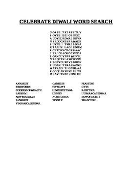 Preview of CELEBRATE DIWALI WORD SEARCH