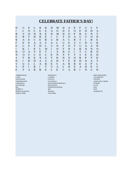 Preview of CELEBRATE FATHER'S DAY WORD SEARCH GRADES 3-6