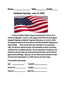 Preview of CELEBRATE FLAG DAY!