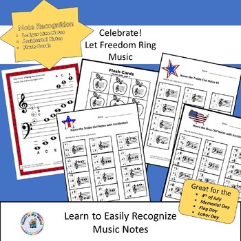 Preview of CELEBRATE! LET FREEDOM RING MUSIC, The Full Grand Staff w/Ledger Line Notes