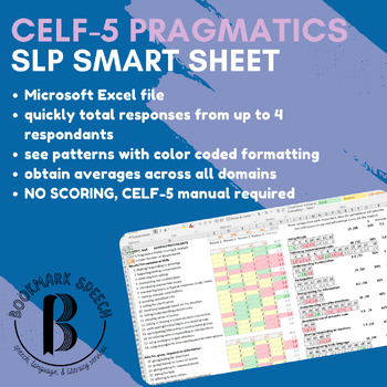 Preview of CELF-5 Pragmatics Profile Calculator - Quickly add up 4 responses & see patterns