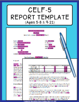 Preview of CELF-5 Report Template {5-8 & 9-21}