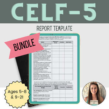 Preview of BUNDLE: CELF-5 Report Template - Age 5-8 & 9-21
