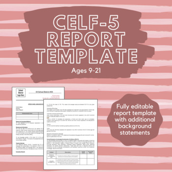 Preview of CELF-5 Report Template (Ages 9-21)