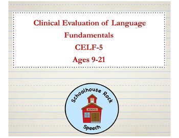 Preview of CELF-5 Report Templates - School Age Speech Language Evaluation Ages 9-21