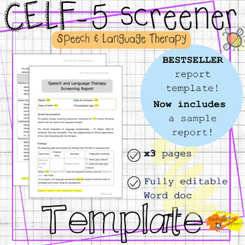 Preview of CELF-5 Screener assessment report template | Speech and language therapy | SLT