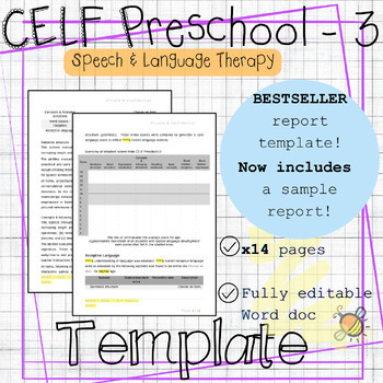 Preview of CELF Preschool-3 CELF P3 | Assessment report template | Speech language therapy