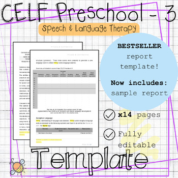 Preview of CELF Preschool-3 CELF P3 | Assessment report template | Speech language therapy