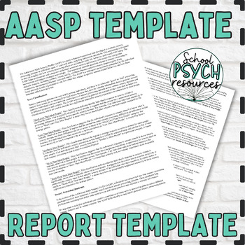 Preview of AASP Report Template OT Sensory Profile Special Education Assessment