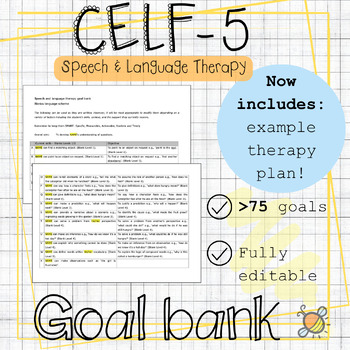 Preview of CELF-5 Goal bank | Neurodiversity affirming IEP | Speech language therapy SLT