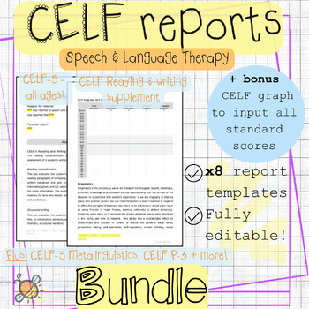 Preview of CELF-5 report templates BUNDLE assessment evaluation | Speech language therapy