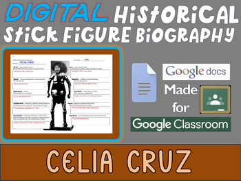 Preview of CELIA CRUZ Digital Historical Stick Figure Biographies  (MINI BIO)