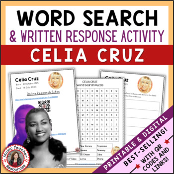 Preview of Women's History Month Music Lesson Activities and Worksheets - CELIA CRUZ