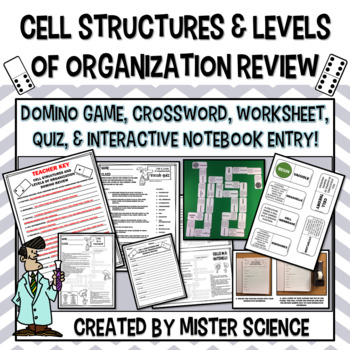 Preview of CELLS & LEVELS OF ORGANIZATION DOMINOES CROSSWORD INB PAGES TX TEKS 7.12C D F