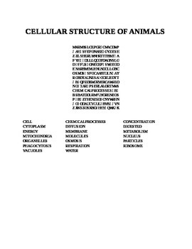 Preview of CELLULAR STRUCTURE OF ANIMALS WORD SEARCH