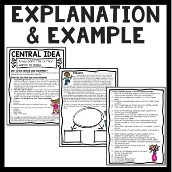 Central Idea Tutorial Reading Comprehension Worksheet aka Main Idea