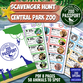 Preview of CENTRAL PARK ZOO  Game Passport Game - SCAVENGER HUNT - ZOO DIPLOMA