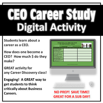 Preview of CEO (Chief Executive Officer) Career Research|Exploration Study for Career Class