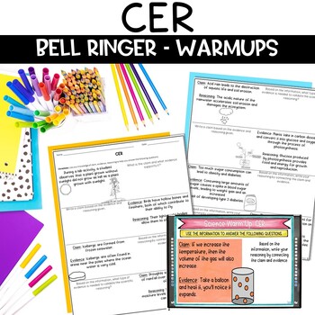 Preview of CER Bellringers Practice for Claim Evidence and Reasoning