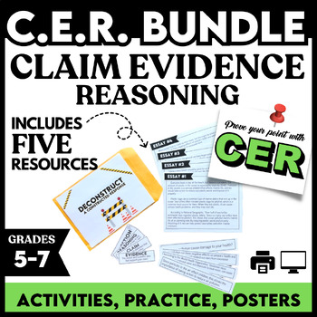 Preview of CER Claim Evidence Reasoning Practice BUNDLE Short Constructed Response Activity