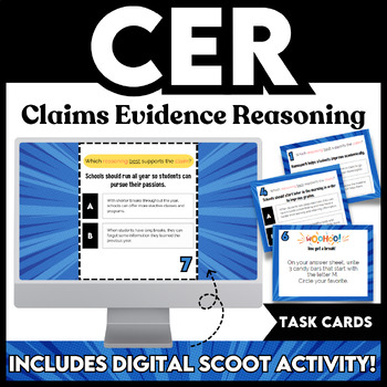 Preview of CER Claim Evidence Reasoning Activity ELA Test Prep - ELA Stations