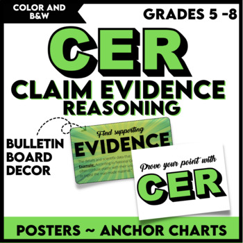 Preview of CER Claim Evidence Reasoning Poster Anchor Chart for Bulletin Board