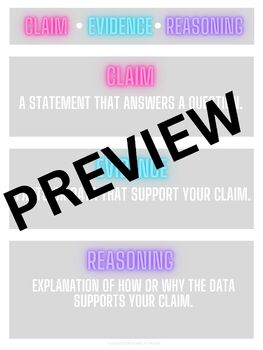 Preview of CER (Claim Evidence Reasoning) Poster FREEBIE