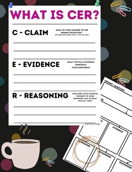 Preview of CER (Claim, Evidence and Reasoning) Essay Graphic Organizer