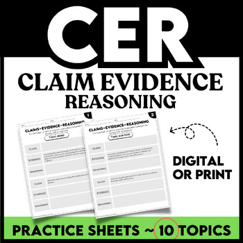 Preview of CER Claim Evidence and Reasoning Activity Short Constructed Response Practice