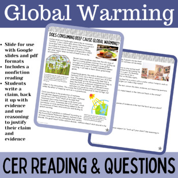 Preview of CER Global Warming Claim Evidence Reasoning NGSS Earth Science