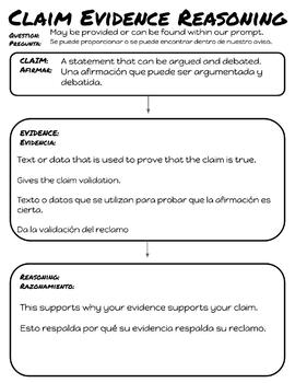 Preview of CER Graphic Organizer Dual Spanish/English language