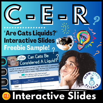 Preview of CER Lesson: Are Cats Liquids? | Evidence Claim Reasoning | Interactive Slides