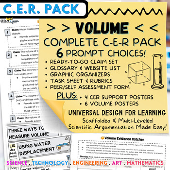 Preview of CER Measuring Volume Scientific Arguments: 6 Claim Options & More! Middle School