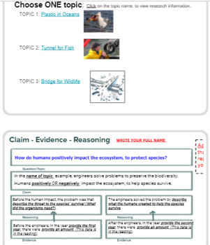 Preview of CER Open Response Activity: Analyze & Evaluate Engineers & Biodiversity